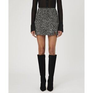 French Connection Skirt Womens Size 8 Black White Herringbone Mini Tweed $128
